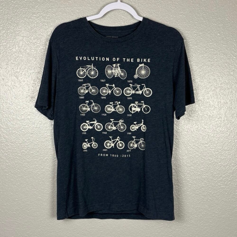 Banana Republic Men’s Size M Blue Gray Graphic Tee T-Shirt Evolution of the Bike